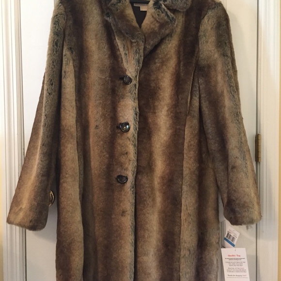 Michael Kors Brown Faux Fur Long Coat NWT XL - Picture 1 of 8